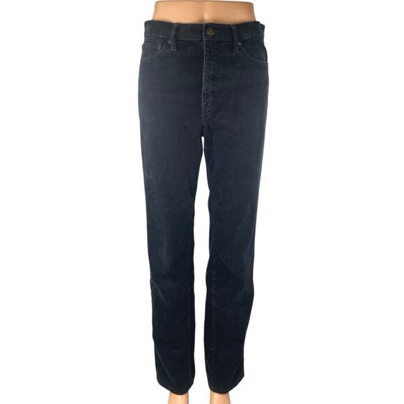 Uniqlo Women's Black Corduroy High Waisted Straight Leg Denim Jeans Pants Sz 27 - Picture 1 of 5